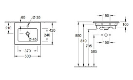 Раковина Villeroy & Boch Venticello 50х42 см із переливом санітарна кераміка CeramicPlus альпійський білий 412450R1