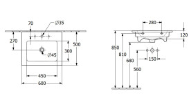 Раковина Villeroy & Boch Venticello 60х50 см із переливом санітарна кераміка CeramicPlus кам'яний білий 412460RW