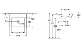 Раковина Villeroy&Boch Venticello 60х50 см з переливом санітарна кераміка CeramicPlus альпійський білий 412462R1