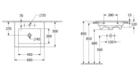 Раковина Villeroy&Boch Venticello 60х50 см шліфована санітарна кераміка CeramicPlus кам'яний білий 4124G6RW
