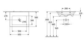 Раковина Villeroy & Boch Venticello 65х50 см с переливом санитарная керамика CeramicPlus каменный белый 412467RW