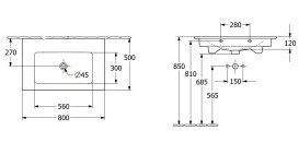 Раковина Villeroy & Boch Venticello 80х50 см с переливом санитарная керамика альпийский белый 41048J01