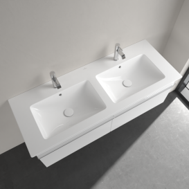 Раковина Villeroy & Boch Venticello подвійна 130х50 см із переливом санітарна кераміка альпійський білий 4111DL01