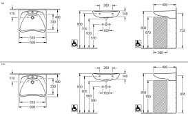 Раковина Villeroy & Boch ViCare 60х49 см с переливом санитарная керамика CeramicPlus альпийский белый 711963R1