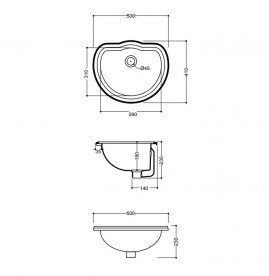 Раковина вбудована Kerasan Retro з переливом чорна 103104