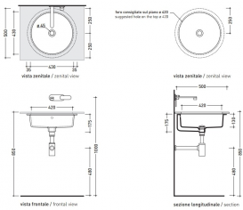 Раковина вбудована під стільницю Flaminia Twin 5057