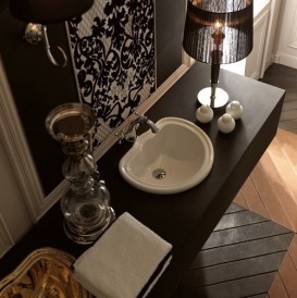 Раковина встраиваемая сверху Kerasan Retro с переливом белая 103101