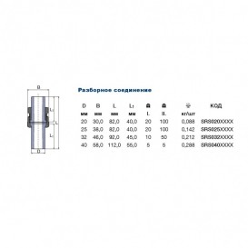 Разборное соединение Ekoplastik 20 мм полипропилен/латунь SRS020XXXX