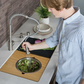 Разделочная доска для кухонной мойки Kraus с дуршлагом из нержавеющей стали KAB-105BB