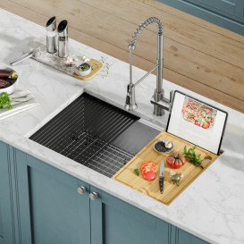 Разделочная доска Kraus 30,5х42,5 см со слотом для планшета бамбук KCBT-WS103BB