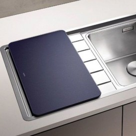 Разделочная доска прямоугольная из безопасного стекла Blanco темно-синяя 232846