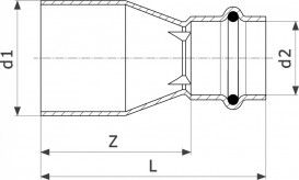 Редукционная вставка Viega Sanpress Inox G 0215.1 с SC‑Contur d28хd18 нержавеющая сталь 487140