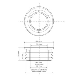 Редукция канализационная McAlpine 50х32 мм резина белый FLEXCONN-5032-WH