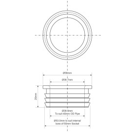 Редукция канализационная McAlpine 50х40 мм резина белый FLEXCONN-5040-WH