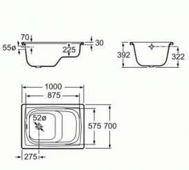 Ванна стальная встраиваемая Roca Contesa прямоугольная 100х70 с сиденьем A213100001