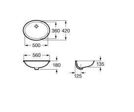 Раковина для ванної вбудована Roca колекція Grand Berna біла A327871001