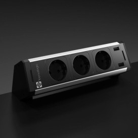 Розеточный блок ASA Plastici VersaDesk 3х220В + USB Type A+A алюминий 060.23F.00131