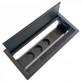 Розетковий блок ASA Plastici VersaFlap mono 2.0 3x220В + USB 5V Type A+C чорний 060.42F.00023