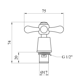 Ручка с кран-буксой для смесителя Kroner KRM C986 хром CV023567