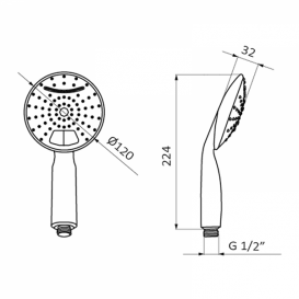 Ручной душ на держателе GRB Hidromasaje Vita хром 05040002