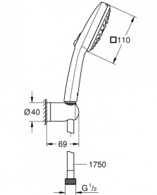 Ручний душ на тримачі Grohe Quickfix Vitalio Comfort 110 3-режимний хром 26176001