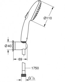Ручний душ на тримачі Grohe Quickfix Vitalio Start 110 3-режимний хром 26769001