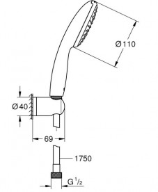 Ручний душ на тримачі Grohe Quickfix Vitalio Start 110 1-режимний хром 27944001