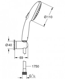 Ручной душ на держателе Grohe Quickfix Vitalio Start 110 2-режимный хром 27950001