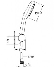 Ручной душ на держателе Grohe Tempesta Cube 110 3-режимный хром 27584003