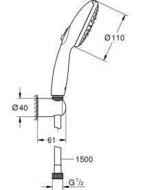 Ручной душ на держателе Grohe Tempesta 110 3-режимный хром 26920003