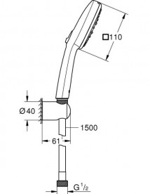 Ручний душ на тримачі Grohe Tempesta Cube 110 3-режимний хром 27588003
