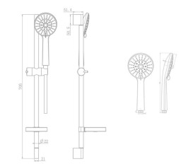Ручной душ на штанге Аквародос Optima 5-режимный хром АР000045721