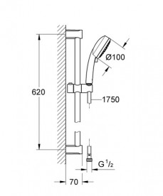 Ручной душ на штанге Grohe New Tempesta Cosmopolitan 100 4-режимный хром 27787002