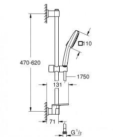 Ручний душ на штанзі Grohe QuickFix Vitalio Comfort 110 2-режимний хром 26929001