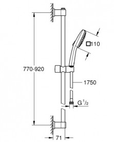 Ручний душ на штанзі Grohe QuickFix Vitalio Comfort 110 3-режимний хром 26932001