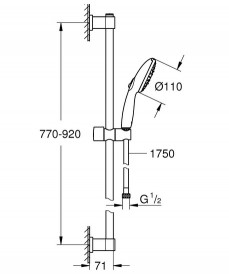 Ручний душ на штанзі Grohe QuickFix Vitalio Start 110 3-режимний хром 26956001