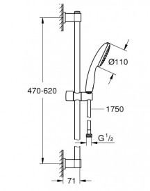 Ручний душ на штанзі Grohe QuickFix Vitalio Start 110 1-режимний хром 27942001