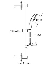 Ручний душ на штанзі Grohe QuickFix Vitalio Start 110 2-режимний чорний матовий 269542431