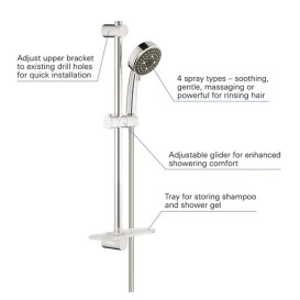 Ручной душ на штанге Grohe Quickfix Vitalio Comfort 100 2-режимный хром 26098000