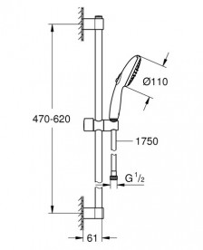 Ручной душ на штанге Grohe Tempesta 110 2-режимный хром 26162003