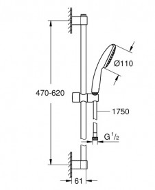 Ручний душ на штанзі Grohe Tempesta 110 1-режимний хром 27924003