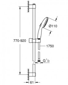 Ручний душ на штанзі Grohe Tempesta 110 2-режимний хром 26163003