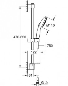 Ручний душ на штанзі Grohe Tempesta 110 2-режимний хром 26638003