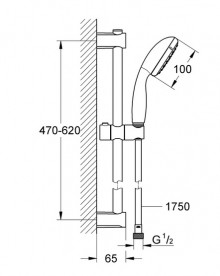 Ручний душ на штанзі Grohe Vitalio Start Quickfix 100 2-режимний хром 27948000