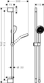 Ручной душ на штанге Hansgrohe Activera Select S EcoSmart+ Ø95 мм 2-режимный хром 28865000