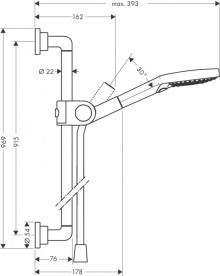 Ручной душ на штанге Hansgrohe Axor Citterio 120 мм 3 режима шлифованный черный хром 27991340