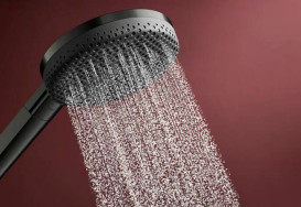 Ручний душ на штанзі Hansgrohe Raindance Alive Select S 65 см 3 режими EcoSmart чорний матовий хром 24600340