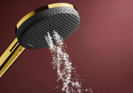 Ручний душ на штанзі Hansgrohe Raindance Alive Select S 65 см 3 режими EcoSmart золото 24600990