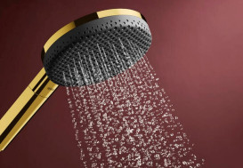 Ручний душ на штанзі Hansgrohe Raindance Alive Select S 65 см 3 режими EcoSmart золото 24600990