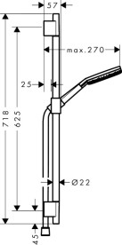 Ручной душ на штанге Hansgrohe Raindance Alive Select S 65 см 3 режима EcoSmart золото 24602990